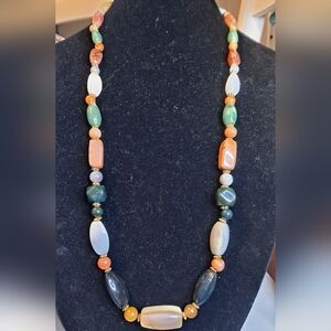Vintage Multi Colored Stone Necklace 34"